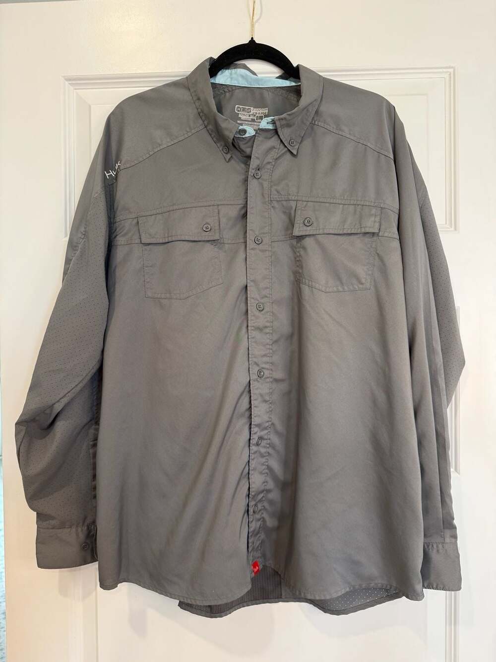 Huk Performance Fabrics Long Sleeve Fishing Shirt Gray Men's Size L